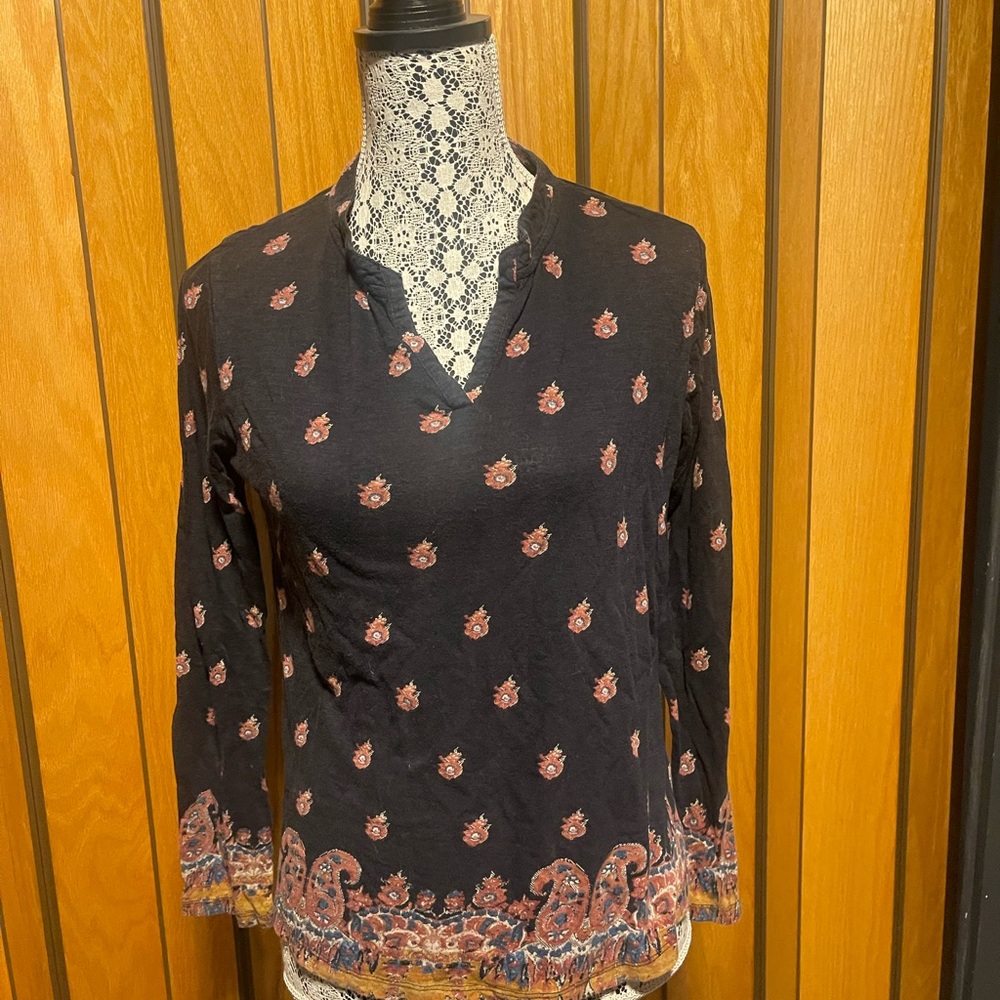 beachlunchlounge Black Paisley Long Sleeve Top